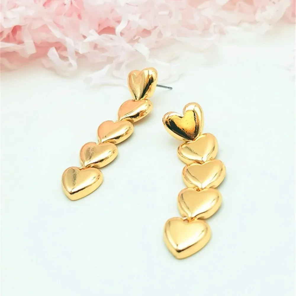 Gold 1 Pair Boho Womens Heart Shaped Geometric Assembly Earrings - Picture 1 of 2
